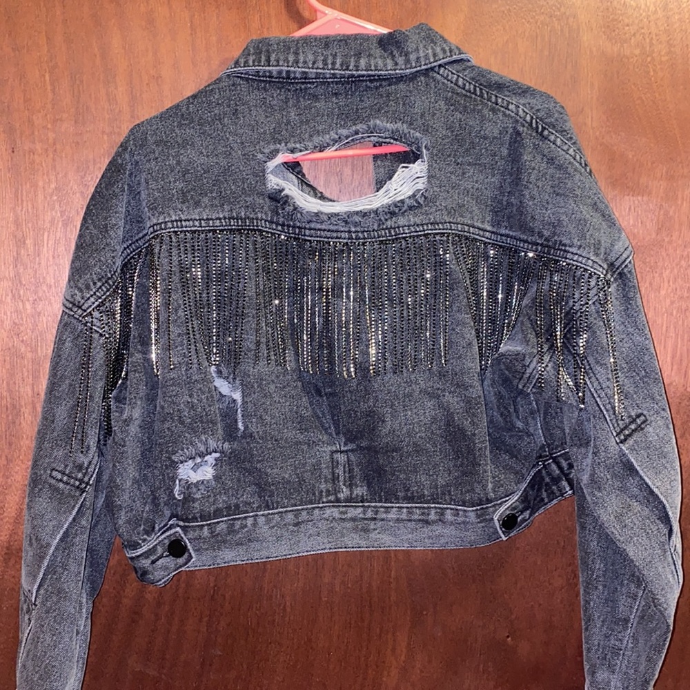 black denim rhinestone jacket
